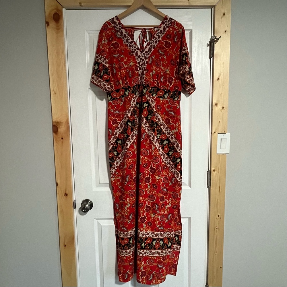 SOLD Xhilaration Red and Black Floral Maxi Dress